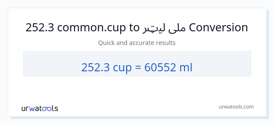 252.3 پيالې ته ملی لیټرونه بدلون