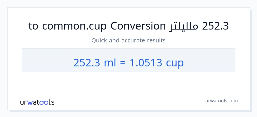 التحويل من 252.3 ملليلتر إلى أكواب
