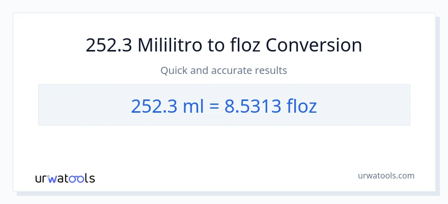 252.3 mga mililitro patungong mga onsa ng likido na conversion