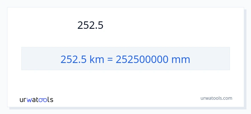 การแปลง 252.5 กิโลเมตร เป็น มิลลิเมตร