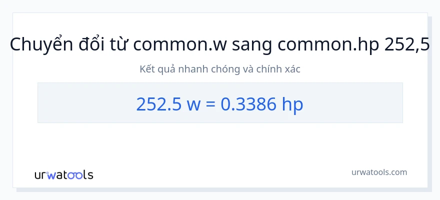Chuyển đổi 252.5 watt sang mã lực