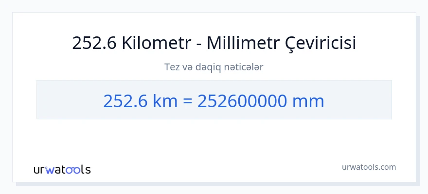 252.6 kilometr-dən millimetr-ə çevrilmə