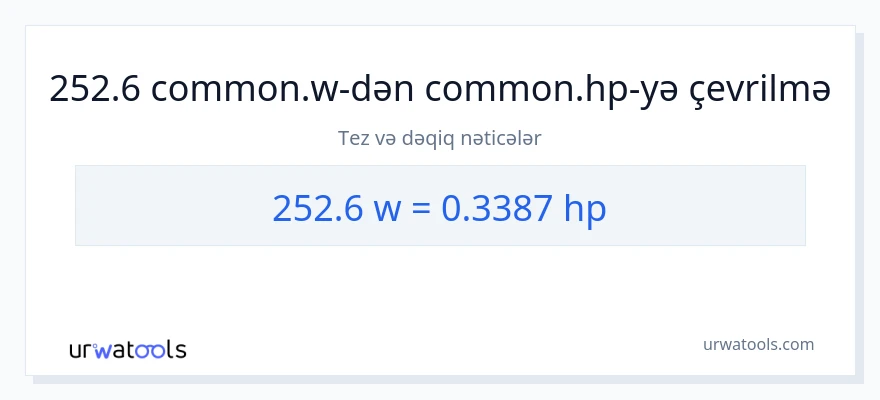 252.6 vatt-dən at gücü-ə çevrilmə