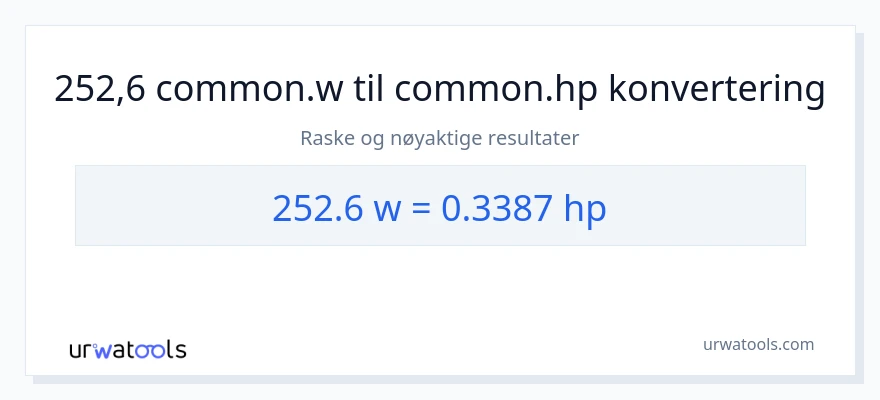 252.6 watt til hestekrefter konvertering