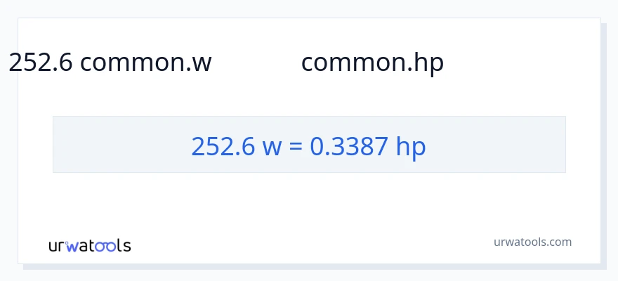 252.6 వాట్స్ నుండి అశ్వశక్తి కు మార్పిడి