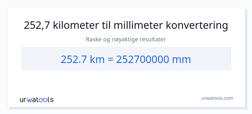 252.7 kilometer til millimeter konvertering