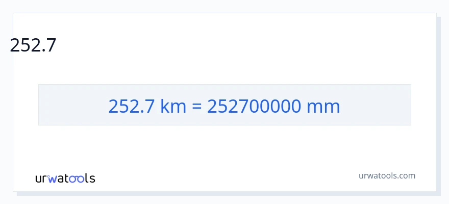 252.7 కిలోమీటర్లు నుండి మిల్లీమీటర్లు కు మార్పిడి