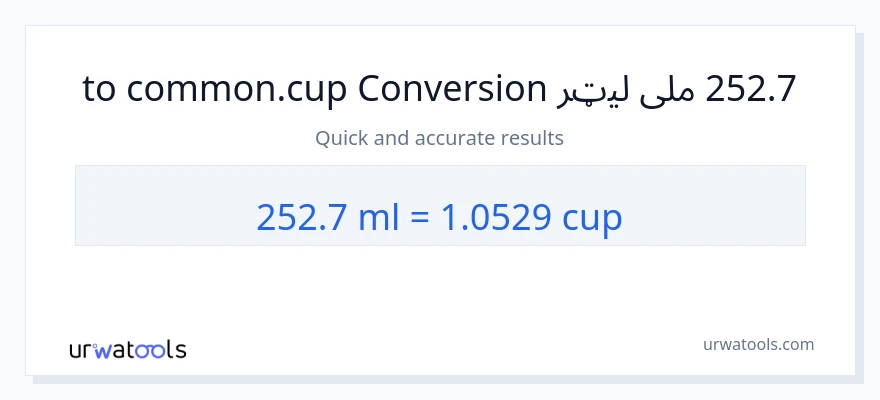 252.7 ملی لیټرونه ته پيالې بدلون