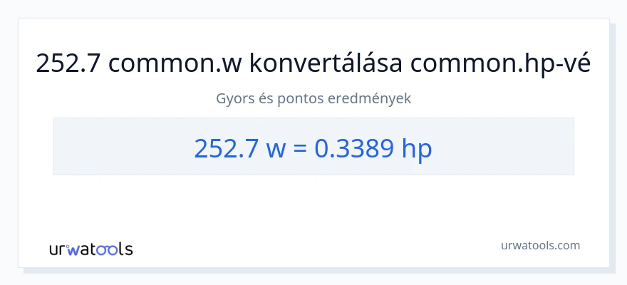 252.7 watt - lóerő konverzió