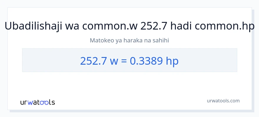 Ubadilishaji wa 252.7 wati hadi farasi
