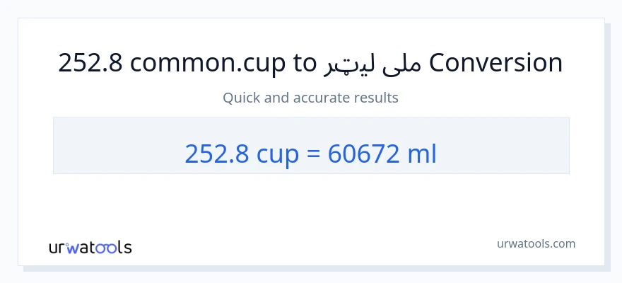 252.8 پيالې ته ملی لیټرونه بدلون