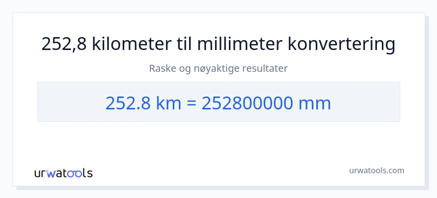 252.8 kilometer til millimeter konvertering