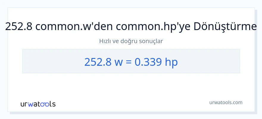 252.8 watt'den beygir gücü'e dönüşüm
