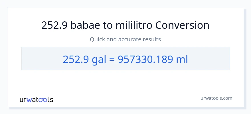 252.9 Mga galon patungong mga mililitro na conversion