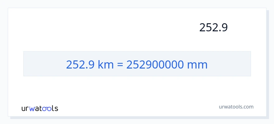 تبدیل 252.9 کیلومتر به میلی‌متر