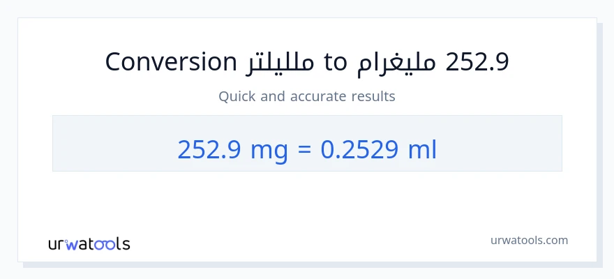 التحويل من 252.9 ملليغرام إلى ملليلتر