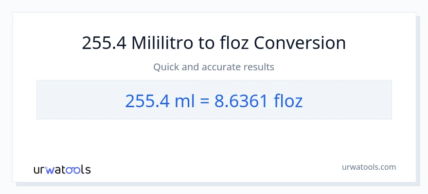255.4 mga mililitro patungong mga onsa ng likido na conversion