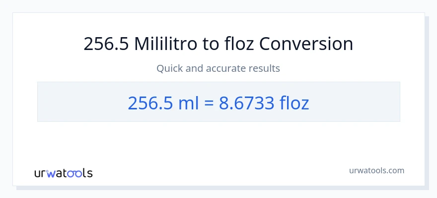 256.5 mga mililitro patungong mga onsa ng likido na conversion