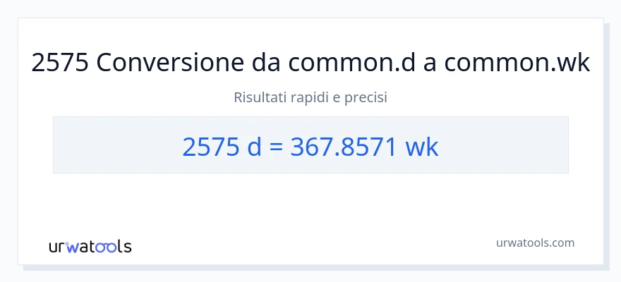Conversione da 2575 Giorni a settimane