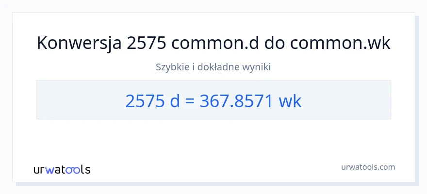 Konwersja 2575 Dni do tygodnie