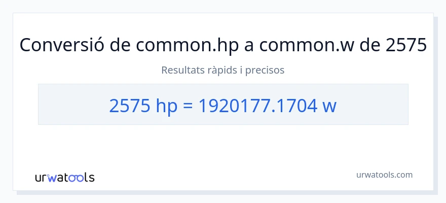 Conversió de 2575 cavalls de força a watts