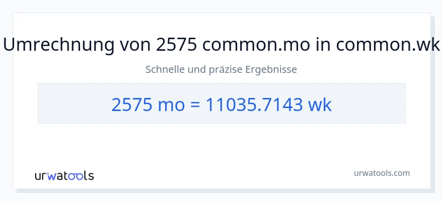 2575 Monate zu Wochen Umwandlung