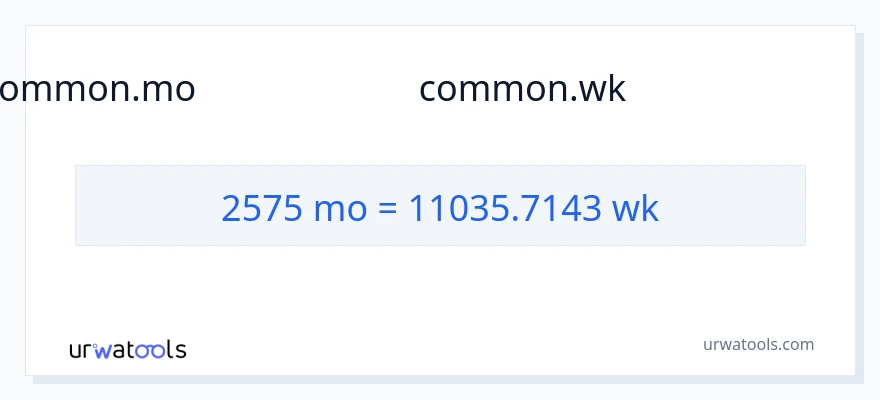 2575 മാസങ്ങൾ ൽ നിന്ന് ആഴ്ചകൾ ലേക്ക് പരിവർത്തനം