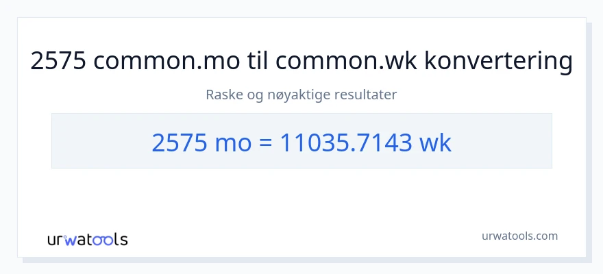 2575 måneder til uker konvertering
