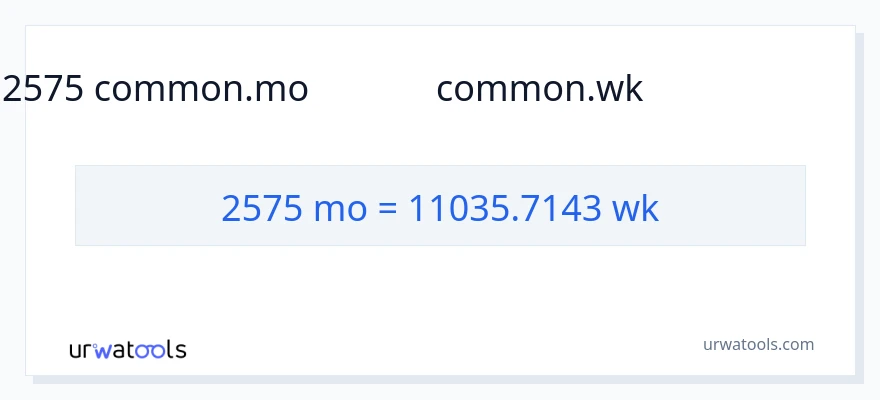 2575 నెలలు నుండి వారాలు కు మార్పిడి