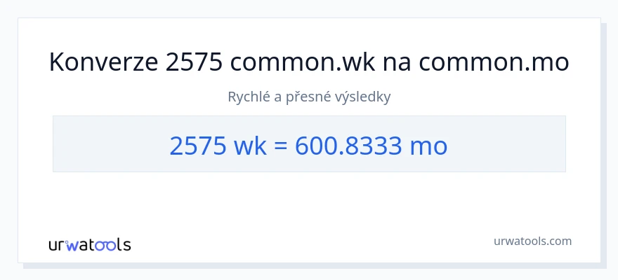 Konverze z týdny na měsíce: 2575