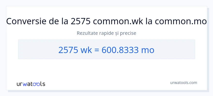 Conversie 2575 săptămâni la luni