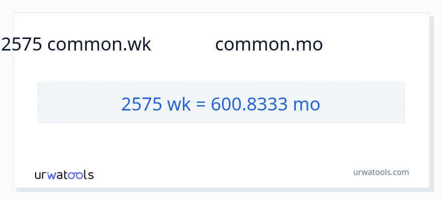 2575 వారాలు నుండి నెలలు కు మార్పిడి