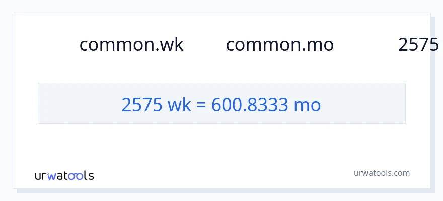 การแปลง 2575 สัปดาห์ เป็น หลายเดือน