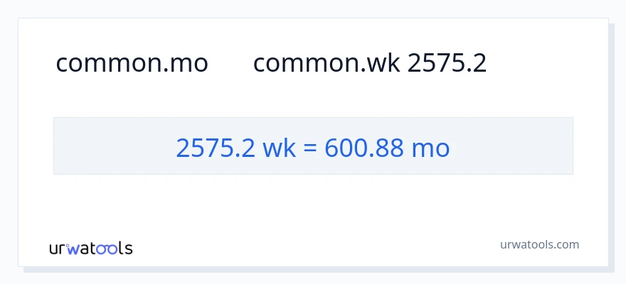 تبدیل 2575.2 هفته‌ها به ماه‌ها