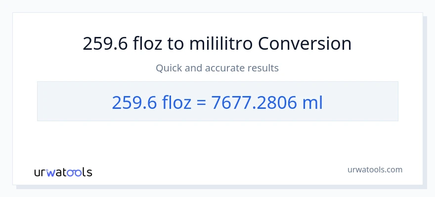 259.6 mga onsa ng likido patungong mga mililitro na conversion