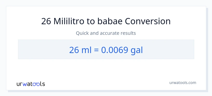 26 mga mililitro patungong Mga galon na conversion