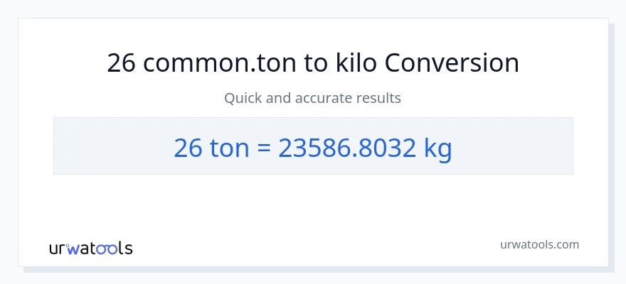 26 Tons patungong kilo na conversion
