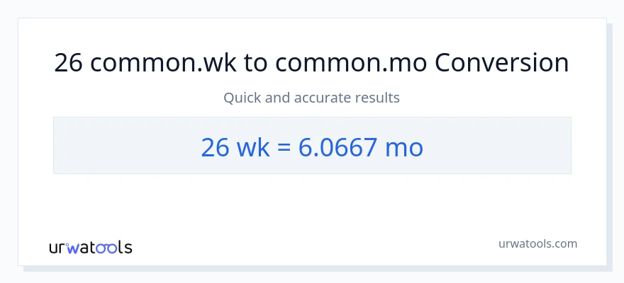 26 Wochen zu Monate Umwandlung