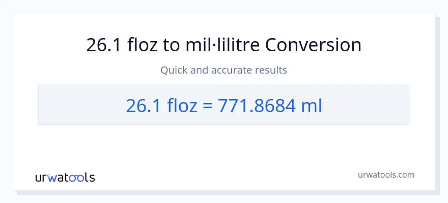Conversió de 26.1 unces fluides a mil·lilitres