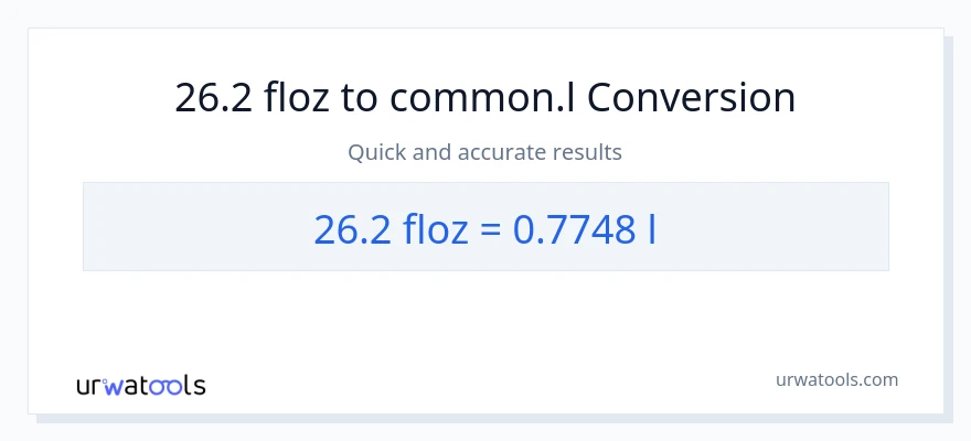 Conversió de 26.2 unces fluides a Liters