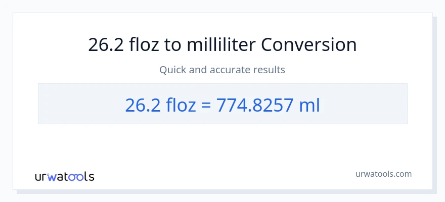 26.2 flydende ounces til milliliter konvertering