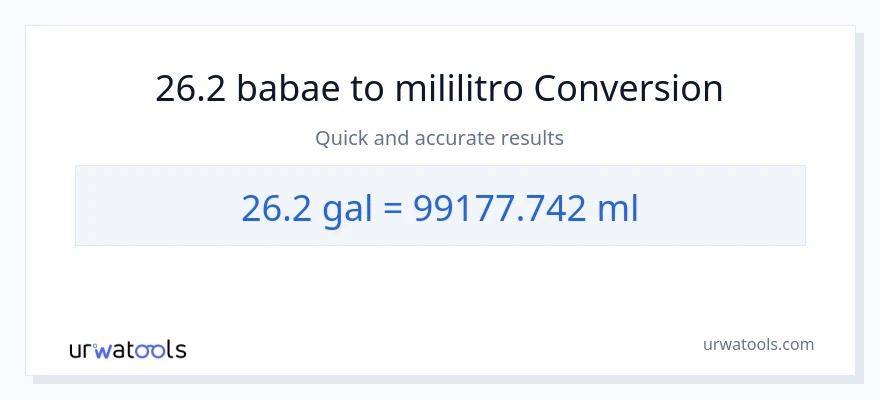 26.2 Mga galon patungong mga mililitro na conversion