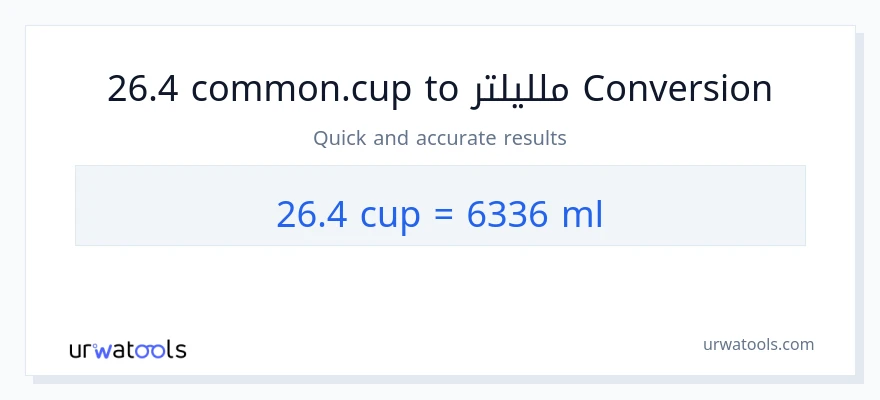 التحويل من 26.4 أكواب إلى ملليلتر