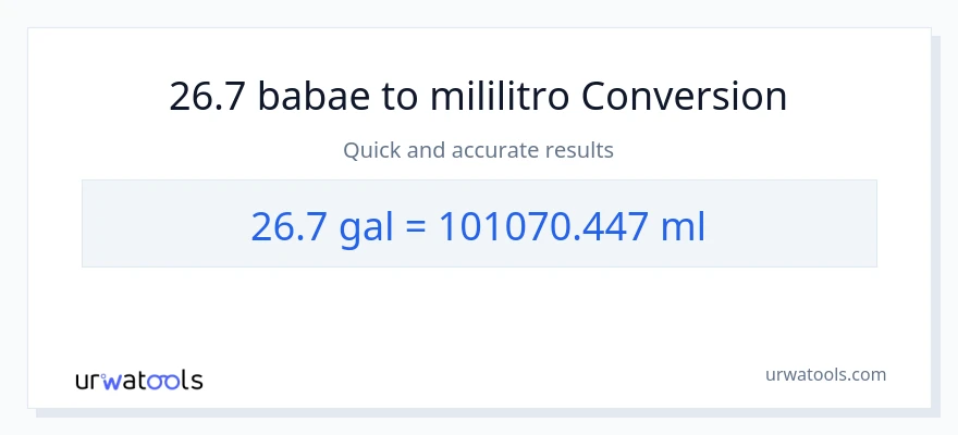 26.7 Mga galon patungong mga mililitro na conversion