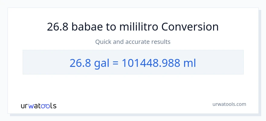 26.8 Mga galon patungong mga mililitro na conversion