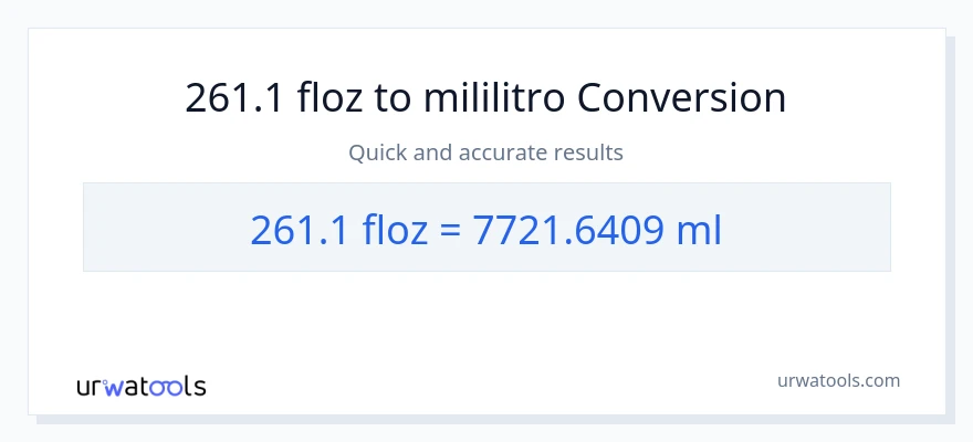 261.1 mga onsa ng likido patungong mga mililitro na conversion