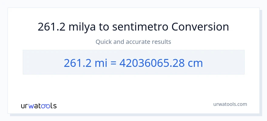 261.2 milya patungong Mga Sentimetro na conversion
