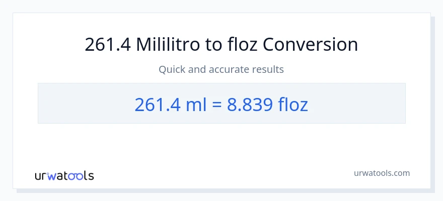261.4 mga mililitro patungong mga onsa ng likido na conversion
