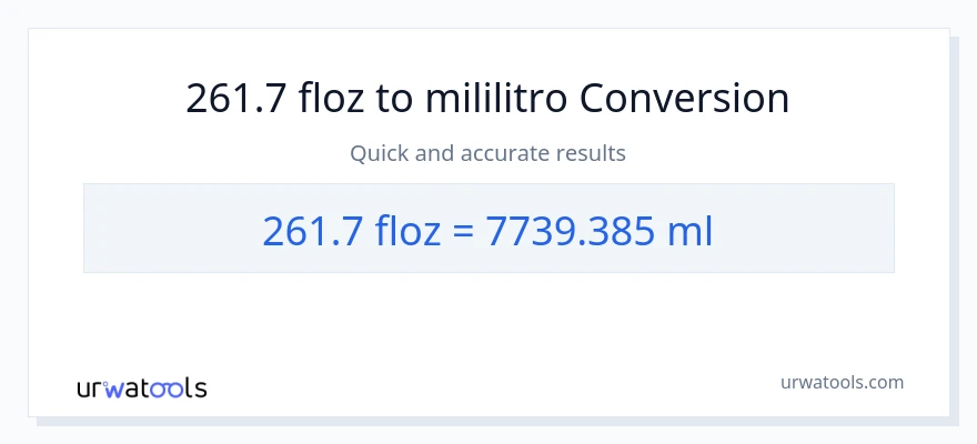 261.7 mga onsa ng likido patungong mga mililitro na conversion