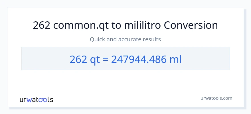 262 Quarts patungong mga mililitro na conversion